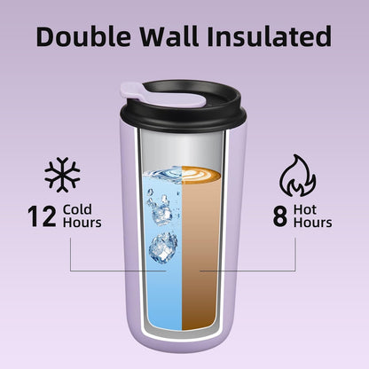 16oz Insulated Travel Coffee Mug, Stainless Steel Tumbler | Thermal Cup, Keeps Hot/Cold, Leakproof, Double Wall Vacuum, Dishwasher Safe, Wide Mouth, Office & Outdoor, Bamboo Grove