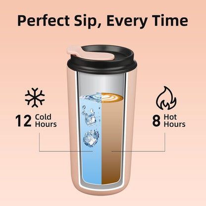 16oz Insulated Travel Coffee Mug, Stainless Steel Tumbler | Thermal Cup, Keeps Hot/Cold, Leakproof, Double Wall Vacuum, Dishwasher Safe, Wide Mouth, Office & Outdoor, Bamboo Grove