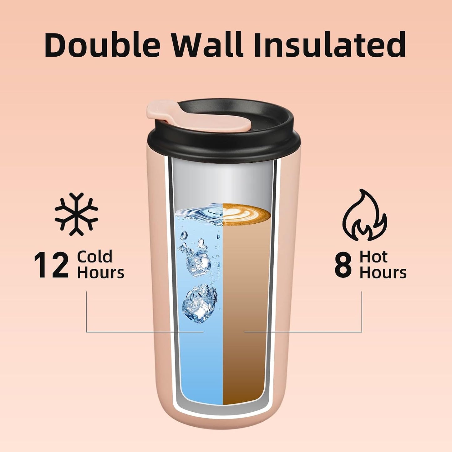 16oz Insulated Travel Coffee Mug, Stainless Steel Tumbler | Thermal Cup, Keeps Hot/Cold, Leakproof, Double Wall Vacuum, Dishwasher Safe, Wide Mouth, Office & Outdoor, Bamboo Grove