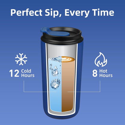 16oz Insulated Travel Coffee Mug, Stainless Steel Tumbler | Thermal Cup, Keeps Hot/Cold, Leakproof, Double Wall Vacuum, Dishwasher Safe, Wide Mouth, Office & Outdoor, Bamboo Grove