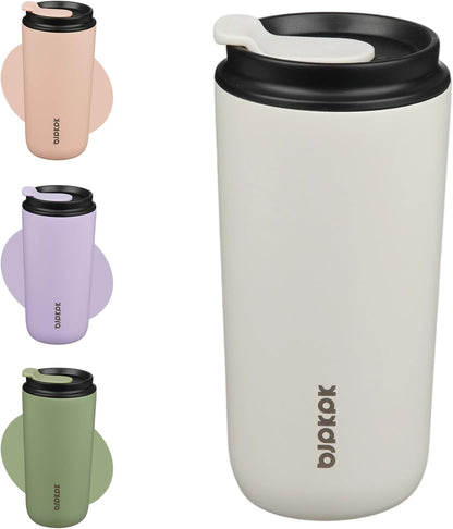 16oz Insulated Travel Coffee Mug, Stainless Steel Tumbler | Thermal Cup, Keeps Hot/Cold, Leakproof, Double Wall Vacuum, Dishwasher Safe, Wide Mouth, Office & Outdoor, Bamboo Grove