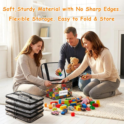 6 Pack Extra Large Clear Toy Storage Bags With Zipper (Black)