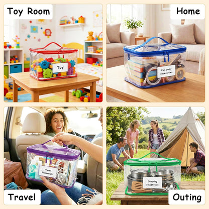 6 Pack Extra Large Clear Toy Storage Bags With Zipper (Black)