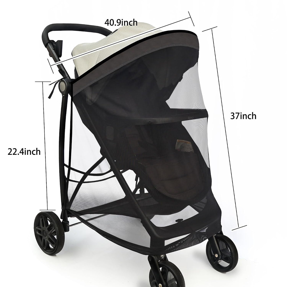 Stroller Sun Shade - Universal Stroller Sun Shade for Travel Strollers, Jogging Strollers; Baby and Toddler Travel Essential; Safely Blocks Up to 97% of UV, Easy to Install(Black)