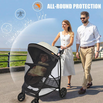 Stroller Sun Shade - Universal Stroller Sun Shade for Travel Strollers, Jogging Strollers; Baby and Toddler Travel Essential; Safely Blocks Up to 97% of UV, Easy to Install(Black)