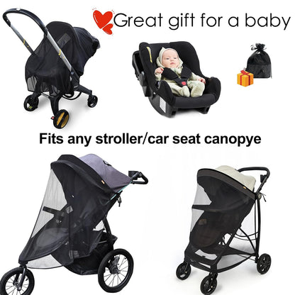 Stroller Sun Shade - Universal Stroller Sun Shade for Travel Strollers, Jogging Strollers; Baby and Toddler Travel Essential; Safely Blocks Up to 97% of UV, Easy to Install(Black)