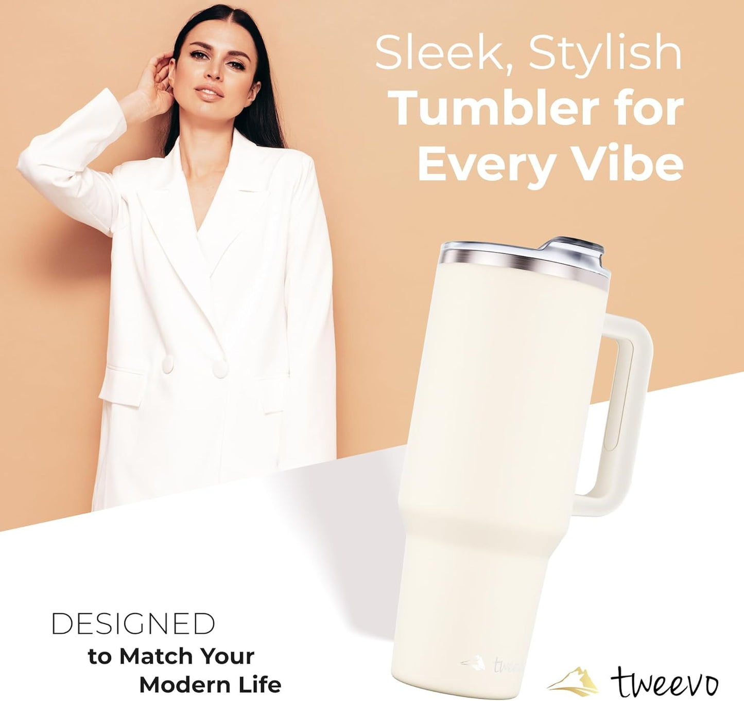 40 oz Tumbler With Handle and Straw Made of Stainless Steel - Double Wall Vacuum Insulated Tumbler With Lid - Sweat Proof Easy Grip, BPA-Free, Dishwasher Safe Tumbler (Charcoal)