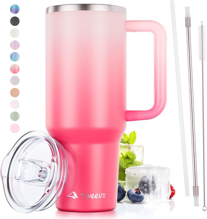 40 oz Tumbler With Handle and Straw Made of Stainless Steel - Double Wall Vacuum Insulated Tumbler With Lid - Sweat Proof Easy Grip, BPA-Free, Dishwasher Safe Tumbler (Charcoal)