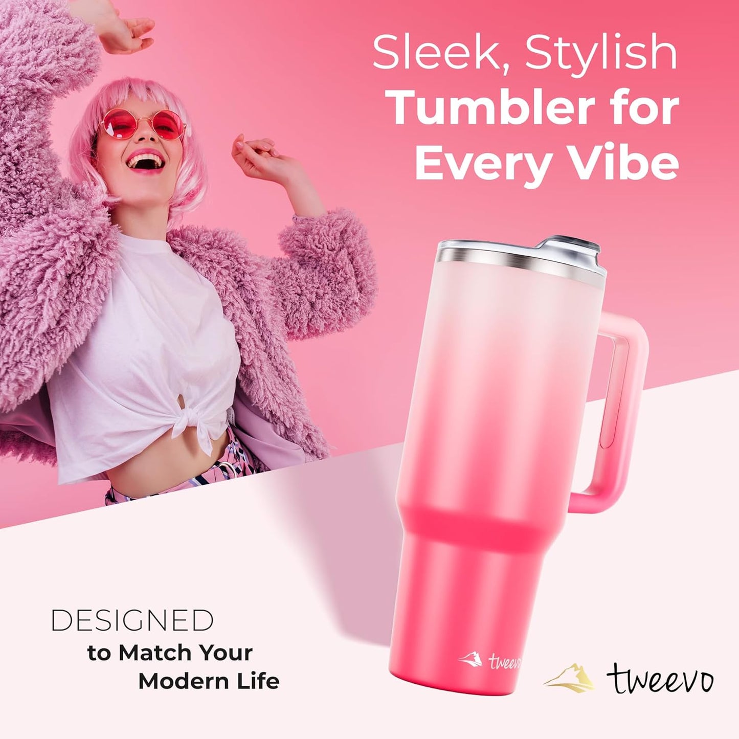 40 oz Tumbler With Handle and Straw Made of Stainless Steel - Double Wall Vacuum Insulated Tumbler With Lid - Sweat Proof Easy Grip, BPA-Free, Dishwasher Safe Tumbler (Charcoal)