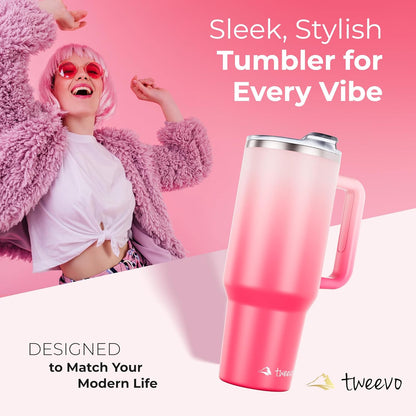 40 oz Tumbler With Handle and Straw Made of Stainless Steel - Double Wall Vacuum Insulated Tumbler With Lid - Sweat Proof Easy Grip, BPA-Free, Dishwasher Safe Tumbler (Charcoal)