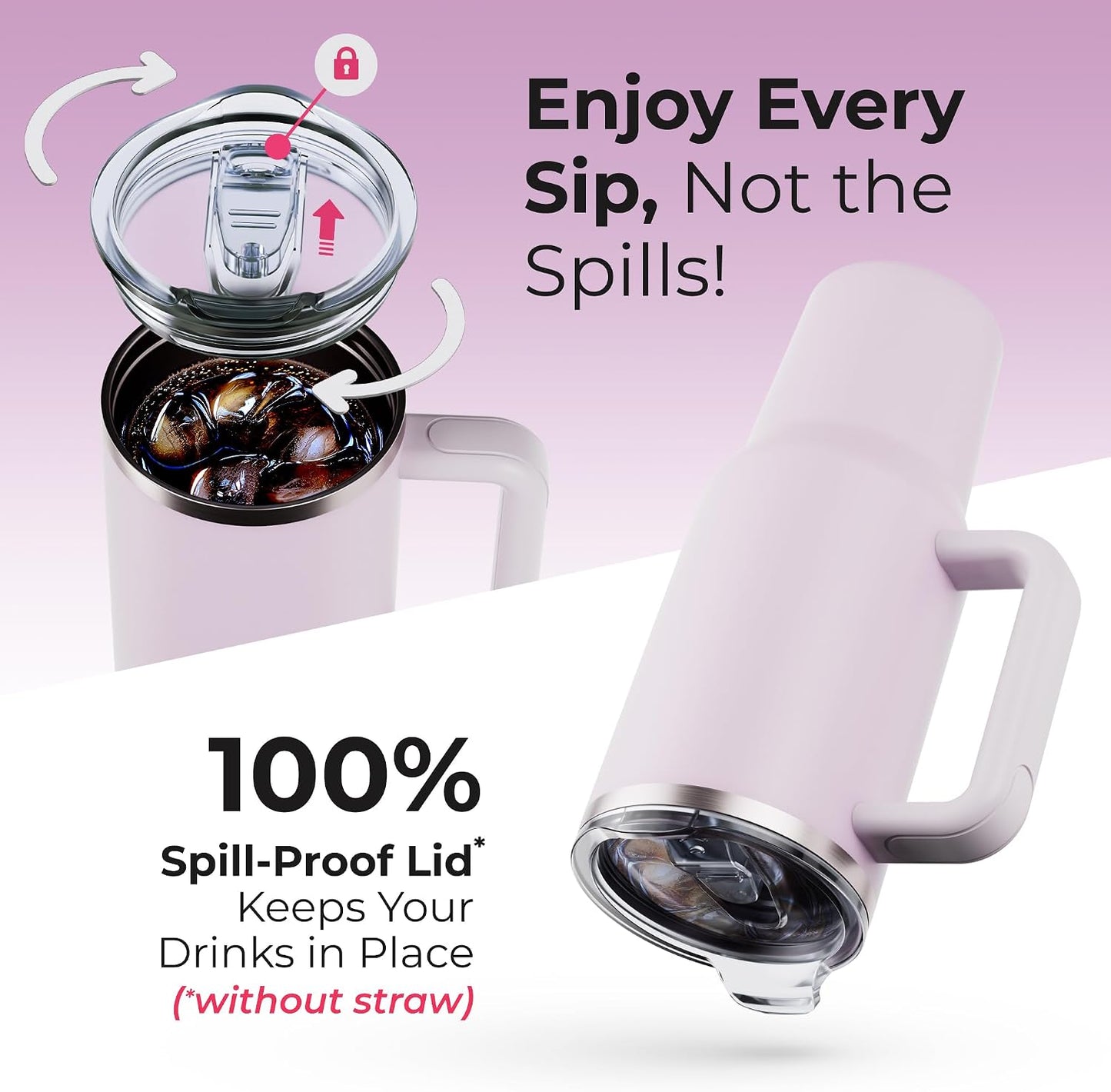40 oz Tumbler With Handle and Straw Made of Stainless Steel - Double Wall Vacuum Insulated Tumbler With Lid - Sweat Proof Easy Grip, BPA-Free, Dishwasher Safe Tumbler (Charcoal)