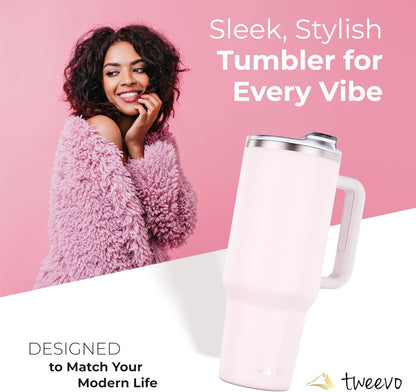 40 oz Tumbler With Handle and Straw Made of Stainless Steel - Double Wall Vacuum Insulated Tumbler With Lid - Sweat Proof Easy Grip, BPA-Free, Dishwasher Safe Tumbler (Charcoal)
