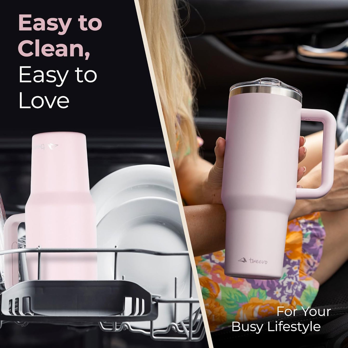 40 oz Tumbler With Handle and Straw Made of Stainless Steel - Double Wall Vacuum Insulated Tumbler With Lid - Sweat Proof Easy Grip, BPA-Free, Dishwasher Safe Tumbler (Charcoal)