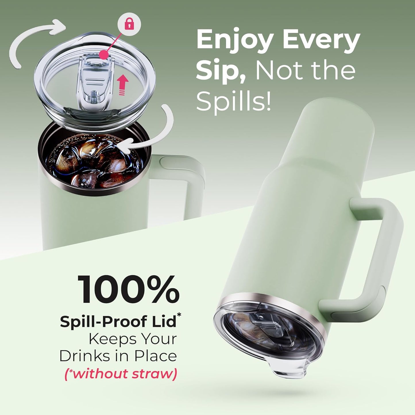 40 oz Tumbler With Handle and Straw Made of Stainless Steel - Double Wall Vacuum Insulated Tumbler With Lid - Sweat Proof Easy Grip, BPA-Free, Dishwasher Safe Tumbler (Charcoal)