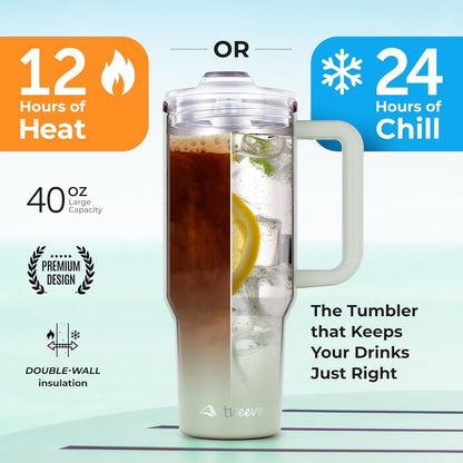 40 oz Tumbler With Handle and Straw Made of Stainless Steel - Double Wall Vacuum Insulated Tumbler With Lid - Sweat Proof Easy Grip, BPA-Free, Dishwasher Safe Tumbler (Charcoal)