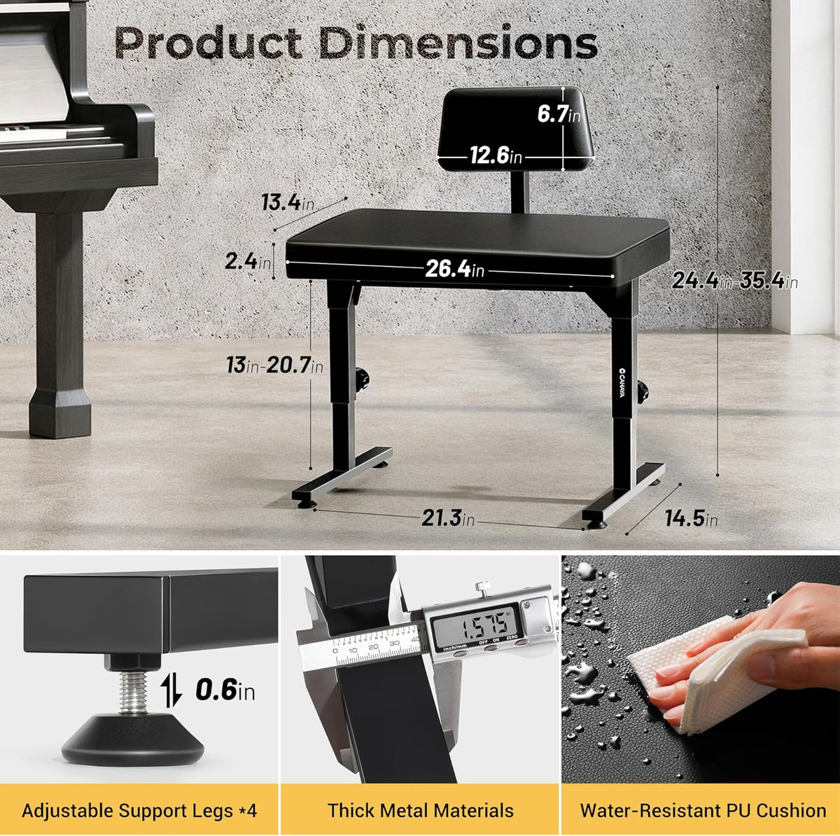 Foldable Adjustable Piano Bench: Portable Keyboard Stool 200kg Capacity Height & Backrest Adjustable for Kids/Adults Perfect for Home Studio Teaching & Outdoor Performances