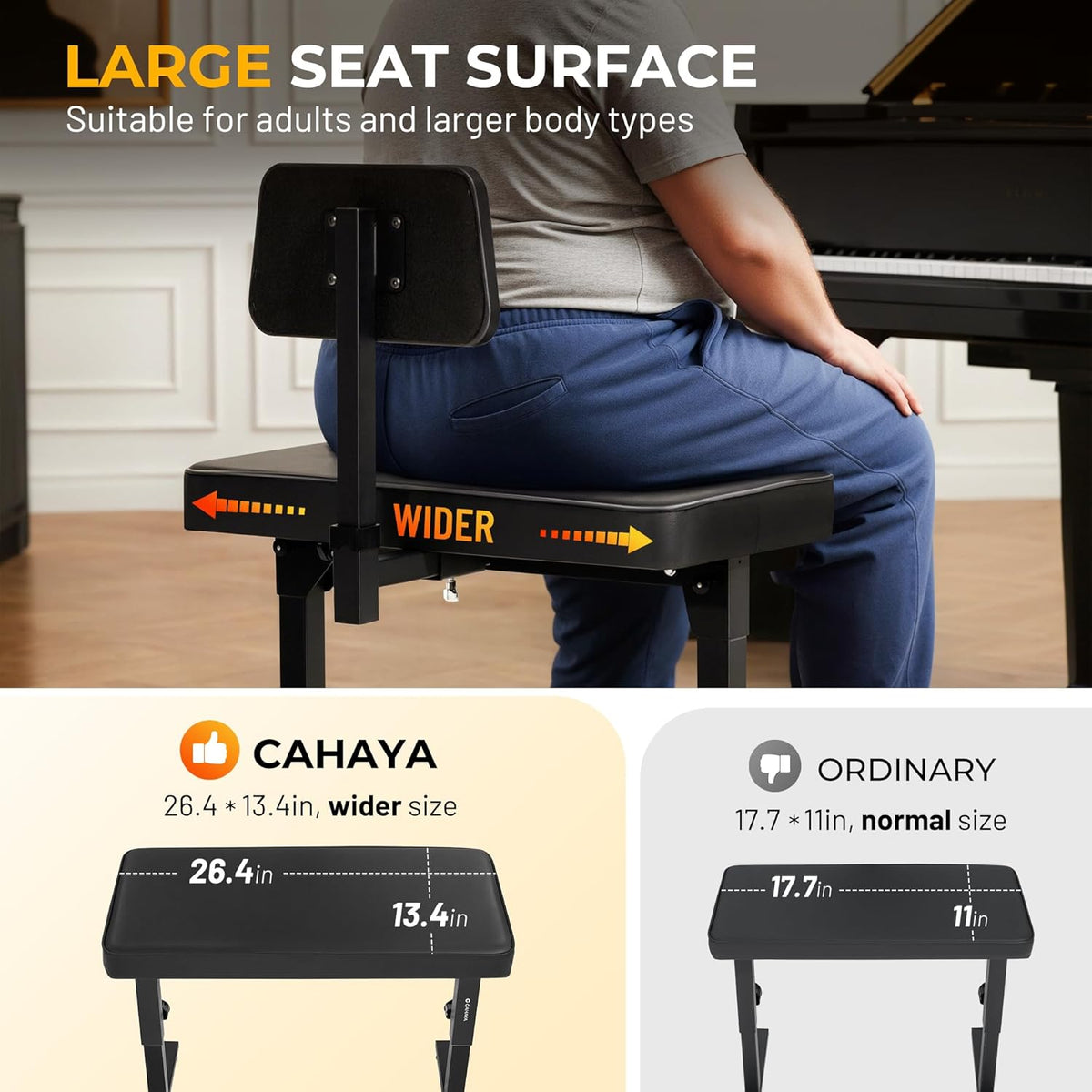Foldable Adjustable Piano Bench: Portable Keyboard Stool 200kg Capacity Height & Backrest Adjustable for Kids/Adults Perfect for Home Studio Teaching & Outdoor Performances