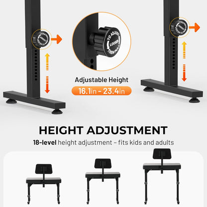 Foldable Adjustable Piano Bench: Portable Keyboard Stool 200kg Capacity Height & Backrest Adjustable for Kids/Adults Perfect for Home Studio Teaching & Outdoor Performances
