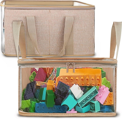 holay 4 Pack Clear Toy Storage Bags with Zipper & Handle, Board Game Bins