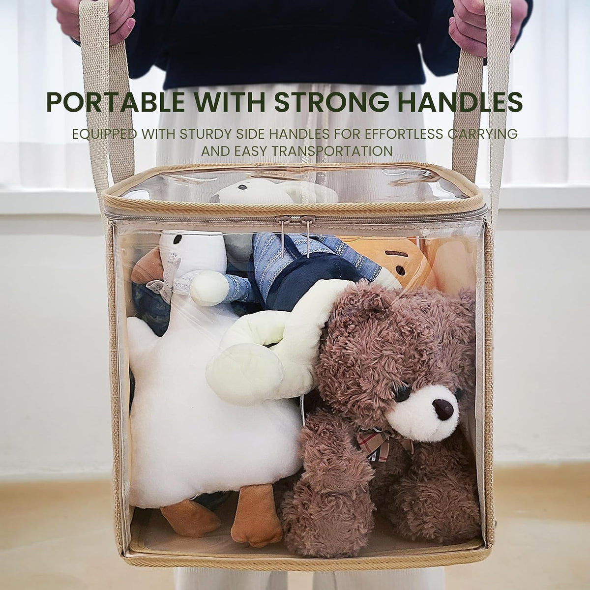 holay 4 Pack Clear Toy Storage Bags with Zipper & Handle, Board Game Bins