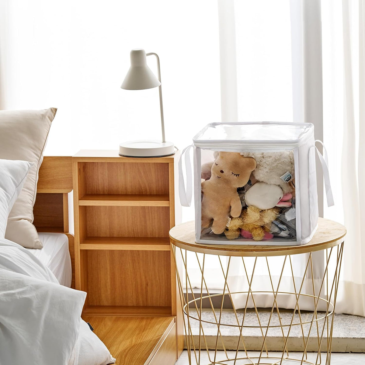 holay 4 Pack Clear Toy Storage Bags with Zipper & Handle, Board Game Bins