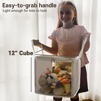 holay 4 Pack Clear Toy Storage Bags with Zipper & Handle, Board Game Bins