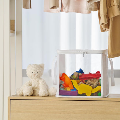 holay 4 Pack Clear Toy Storage Bags with Zipper & Handle, Board Game Bins