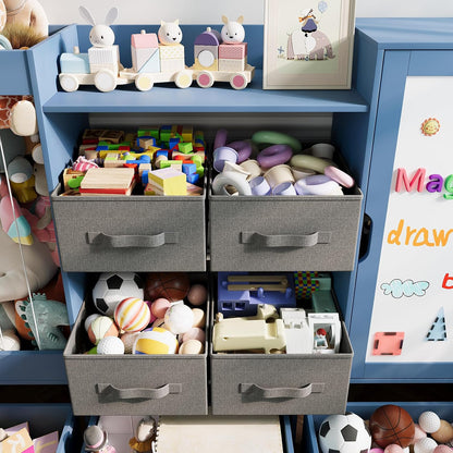 61" W Wooden Kids Toy Storage Organizer with Stuffed Animal Storage