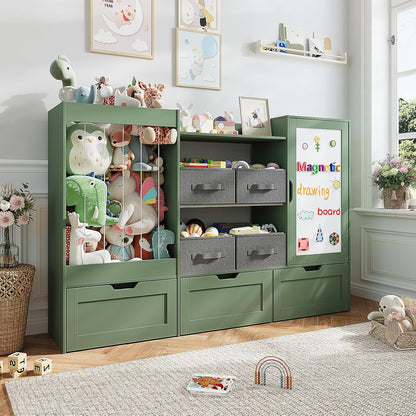 61" W Wooden Kids Toy Storage Organizer with Stuffed Animal Storage