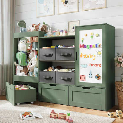 61" W Wooden Kids Toy Storage Organizer with Stuffed Animal Storage