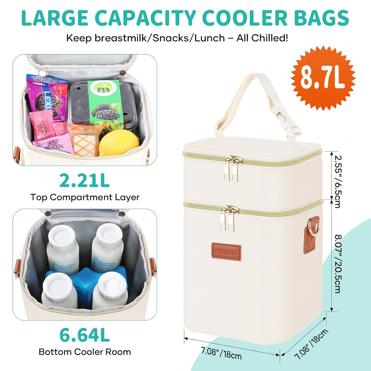 Insulated Baby Bottle Tote Bags with Ice Pack, Fits 4 Baby Bottles Up to 5 Ounce, Portable Breastmilk Cooler Travel Bag with Buckle for Nursing & Working Mom Daycare(Pink-XS)