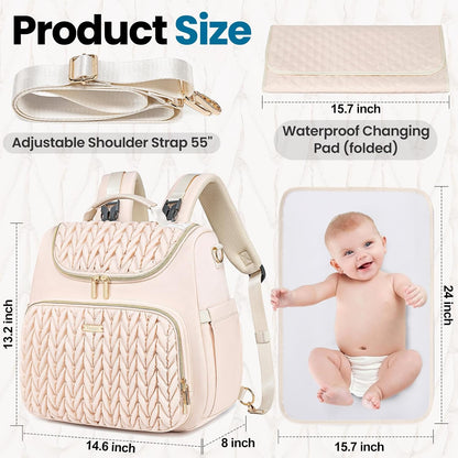 4 in 1 Convertible Diaper Bag Backpack,Waterproof Baby Diaper Bag with Changing Pad,Converts into Baby Tote Bag,Diaper Backpack,Stroller Bag and Crossbody Diaper Bag