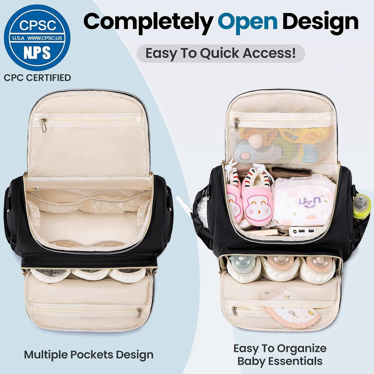 4 in 1 Convertible Diaper Bag Backpack,Waterproof Baby Diaper Bag with Changing Pad,Converts into Baby Tote Bag,Diaper Backpack,Stroller Bag and Crossbody Diaper Bag