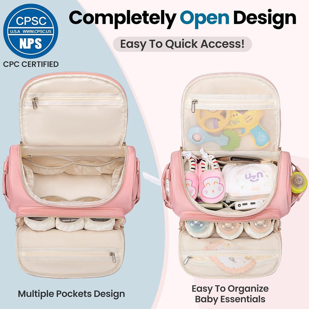 4 in 1 Convertible Diaper Bag Backpack,Waterproof Baby Diaper Bag with Changing Pad,Converts into Baby Tote Bag,Diaper Backpack,Stroller Bag and Crossbody Diaper Bag