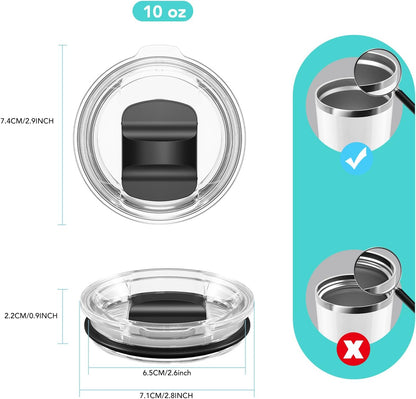 10 oz Wine Tumbler Lid, Replacement Lids Compatible for YETI 6 oz Espresso Mugs, 8 oz Stackable Cup and 10 oz Wine Tumbler, Travel Spill Proof Cup Covers with Magnetic Slider Switch, BPA Free