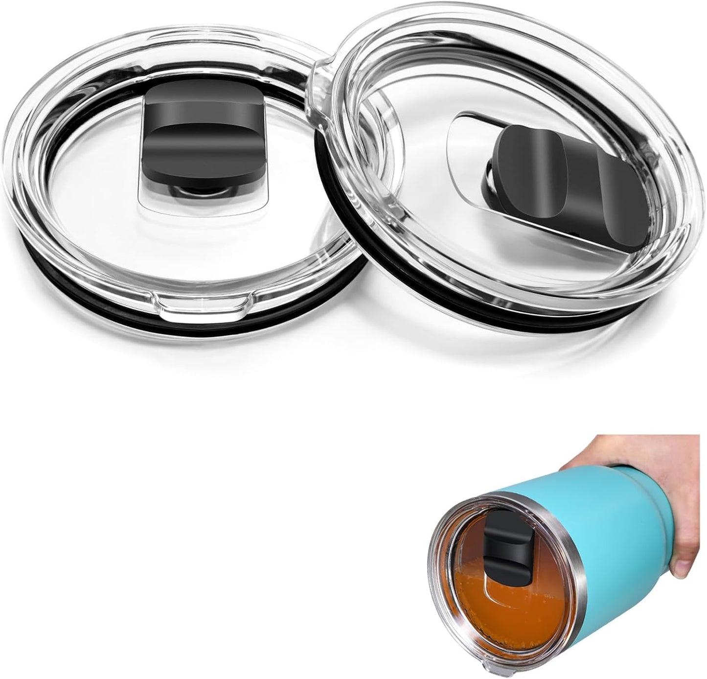 10 oz Wine Tumbler Lid, Replacement Lids Compatible for YETI 6 oz Espresso Mugs, 8 oz Stackable Cup and 10 oz Wine Tumbler, Travel Spill Proof Cup Covers with Magnetic Slider Switch, BPA Free