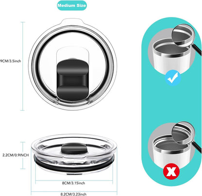 10 oz Wine Tumbler Lid, Replacement Lids Compatible for YETI 6 oz Espresso Mugs, 8 oz Stackable Cup and 10 oz Wine Tumbler, Travel Spill Proof Cup Covers with Magnetic Slider Switch, BPA Free