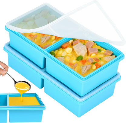 2 cup Silicone Freezer Trays with Lids, Silicone Soup Freezer Mold, 2 Pack