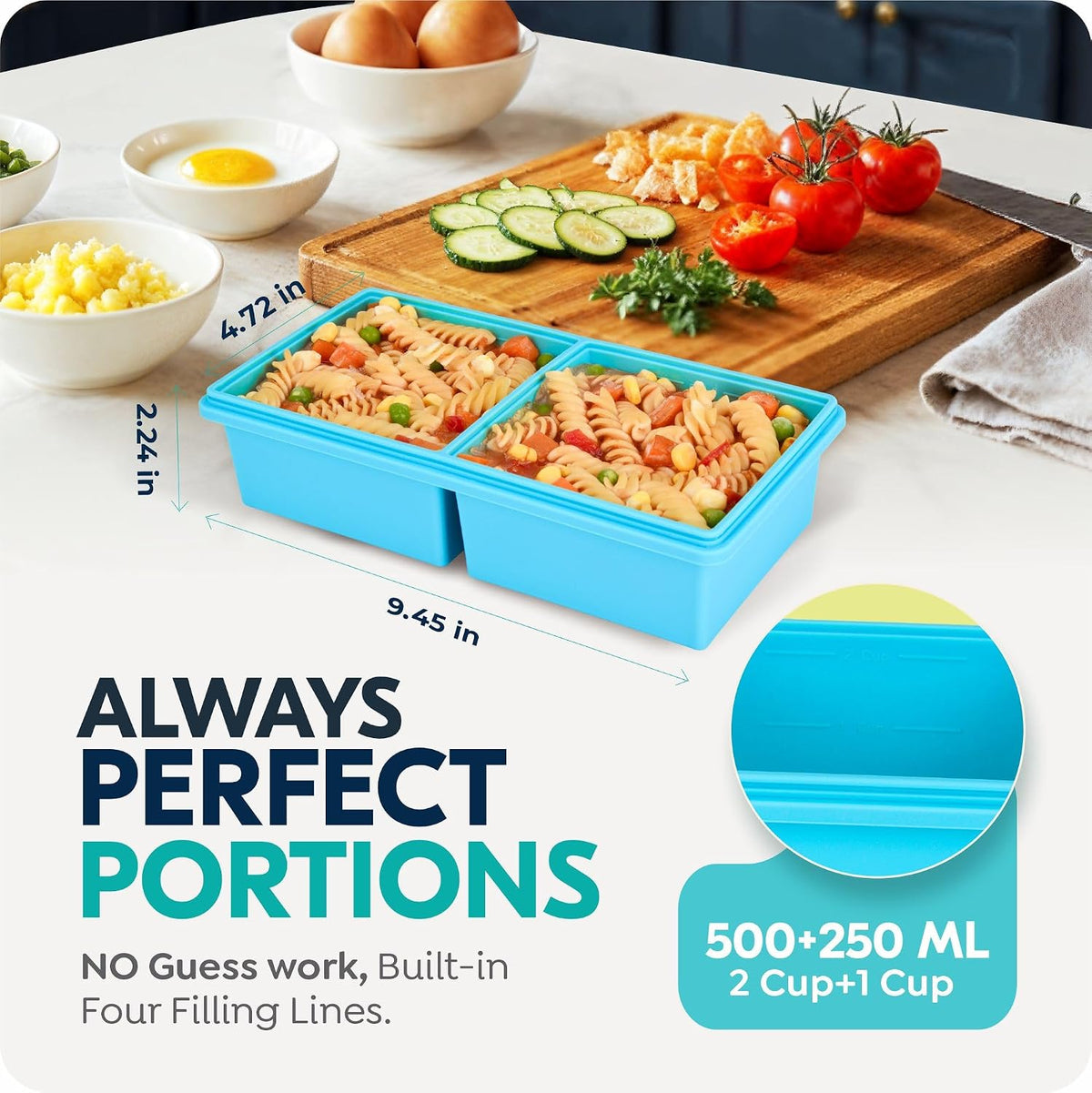 2 cup Silicone Freezer Trays with Lids, Silicone Soup Freezer Mold, 2 Pack