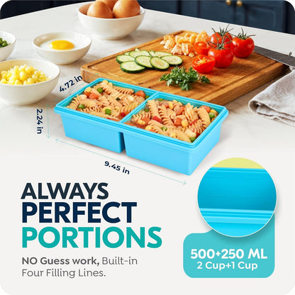 2 cup Silicone Freezer Trays with Lids, Silicone Soup Freezer Mold, 2 Pack