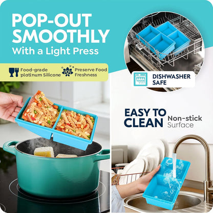 2 cup Silicone Freezer Trays with Lids, Silicone Soup Freezer Mold, 2 Pack