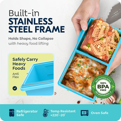 2 cup Silicone Freezer Trays with Lids, Silicone Soup Freezer Mold, 2 Pack