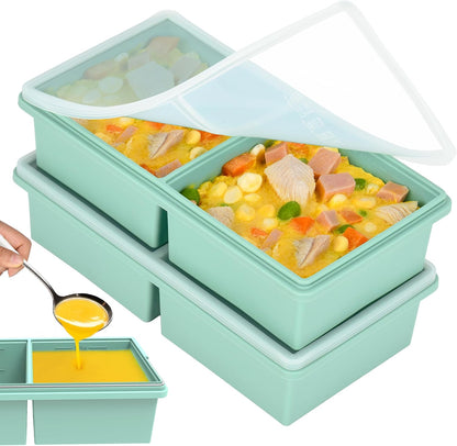 2 cup Silicone Freezer Trays with Lids, Silicone Soup Freezer Mold, 2 Pack