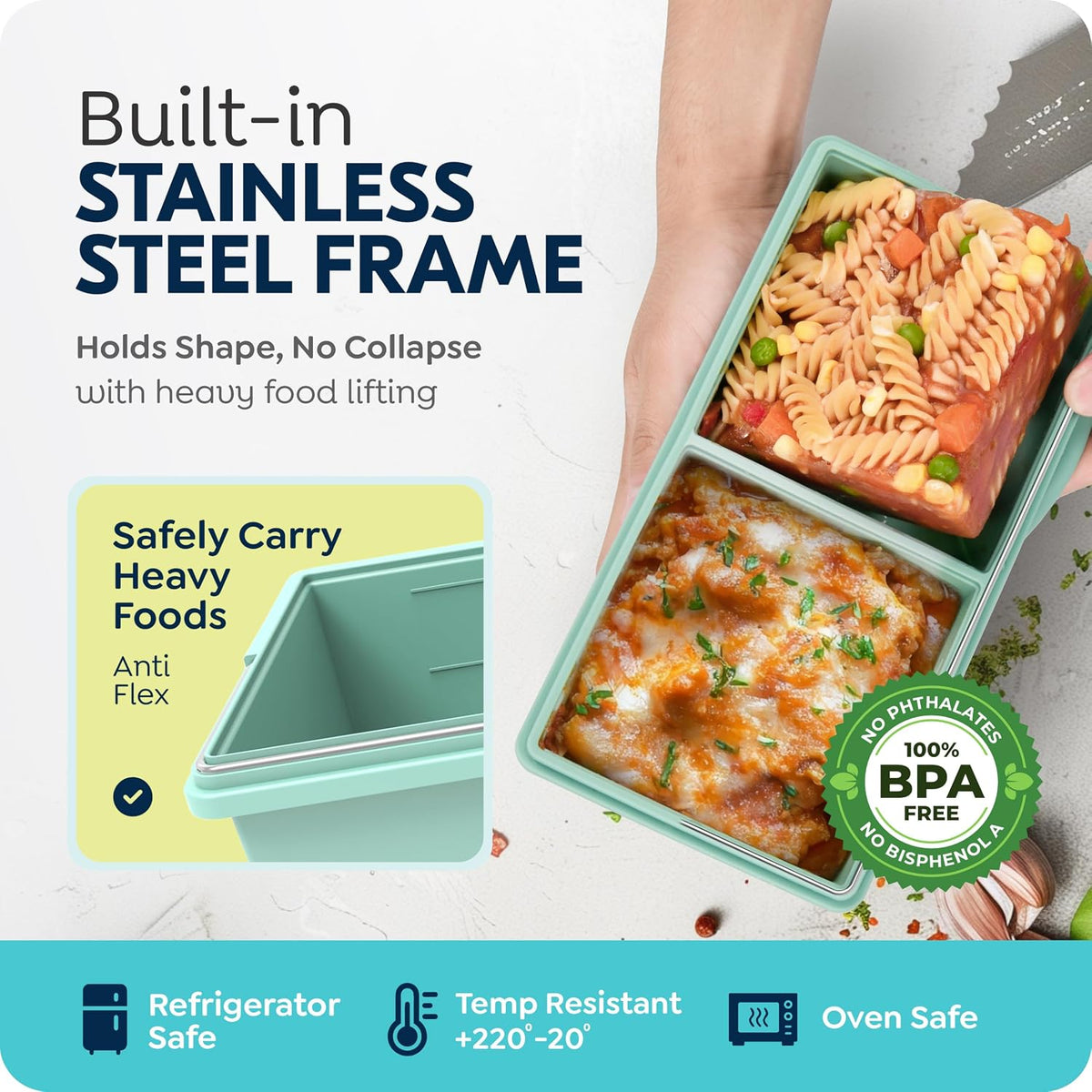 2 cup Silicone Freezer Trays with Lids, Silicone Soup Freezer Mold, 2 Pack