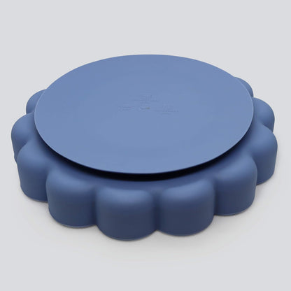 SILIPLATE Silicone Divided Plate with Suction for Babies, Toddlers and Kids, Lion - Mineral Blue