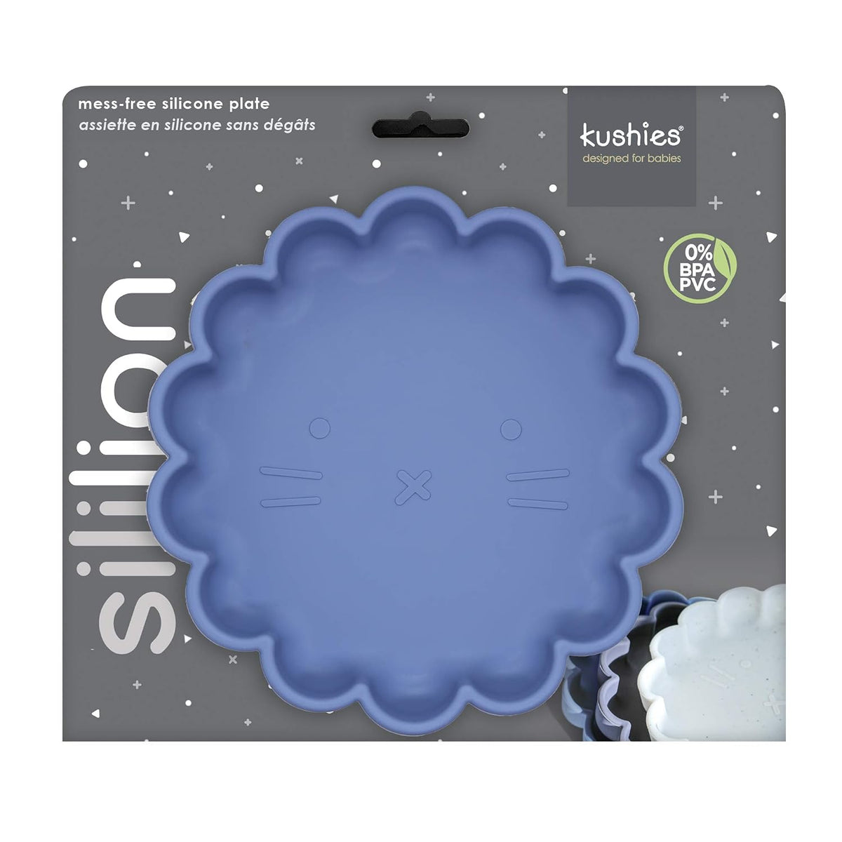 SILIPLATE Silicone Divided Plate with Suction for Babies, Toddlers and Kids, Lion - Mineral Blue