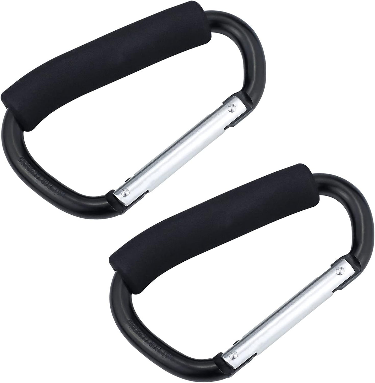 Grocery Bag Shopping Bag Holder Handle Carrier Tool Multi Purpose Snap Hook Stroller Hook Set Organizer Accessories with Soft Foam Grip for Hanging, Pack of 2, Black