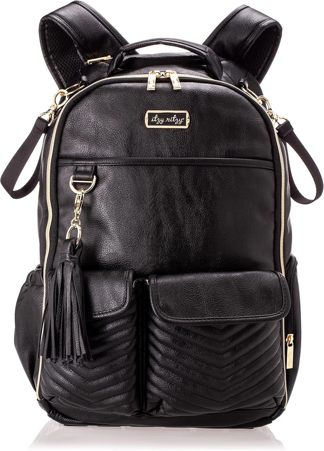 Diaper Bag Backpack – Large Capacity Boss Baby Backpack Diaper Bag Featuring 17 Pockets, Changing Pad, Stroller Clips, and Comfortable Backpack Straps, Black With Gold Hardware