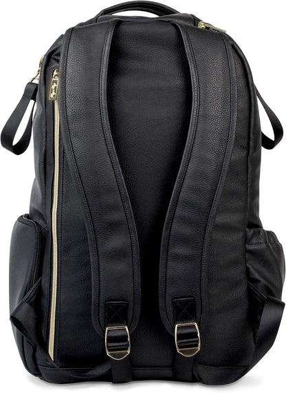 Diaper Bag Backpack – Large Capacity Boss Baby Backpack Diaper Bag Featuring 17 Pockets, Changing Pad, Stroller Clips, and Comfortable Backpack Straps, Black With Gold Hardware
