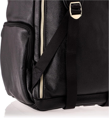 Diaper Bag Backpack – Large Capacity Boss Baby Backpack Diaper Bag Featuring 17 Pockets, Changing Pad, Stroller Clips, and Comfortable Backpack Straps, Black With Gold Hardware